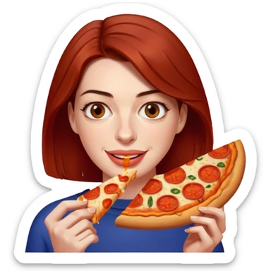 Anne Hathaway with pizza sticker