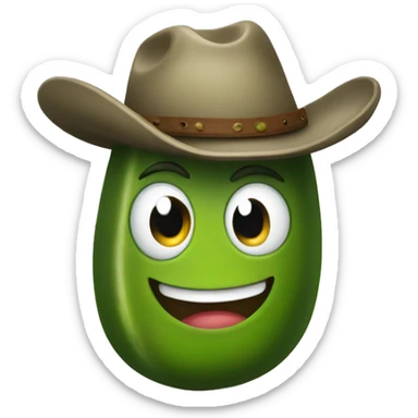 Happy pickle wearing a cowboy hat sticker