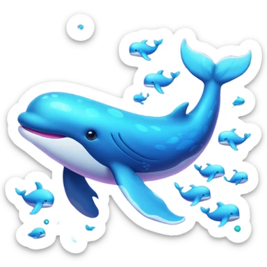 Create a single emoji of a Nebula Whale in full body, shown at a slight side angle in a natural, characteristic pose sticker