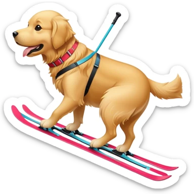Skiing golden retriever sticker