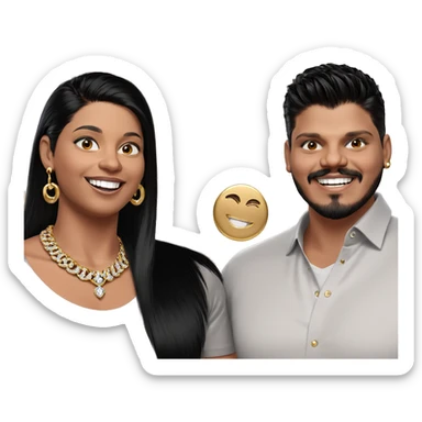 happy couple with jewelry sticker