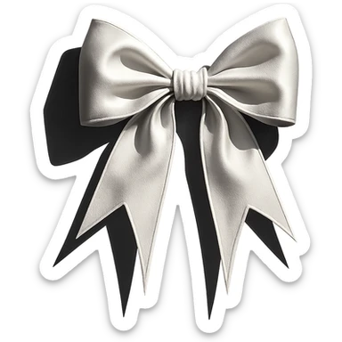 white gothic bow, dramatic shadows, no background, transparent background sticker
