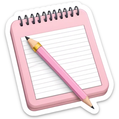 light pink notepad and pencil  sticker