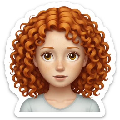 ginger curly freckles girl sticker