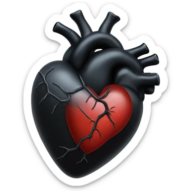 black anatomical heart  sticker