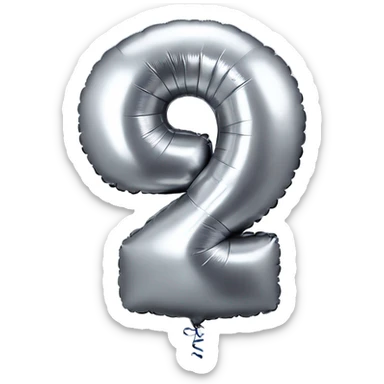Silver balloon in shape of number 2025 sticker