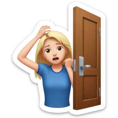 Make an emoji of a girl banging their head on the door frame after jumping  sticker