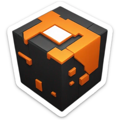 cube black with orange details sticker