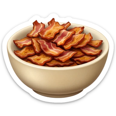 fine brown bacon bits in small bowl sticker