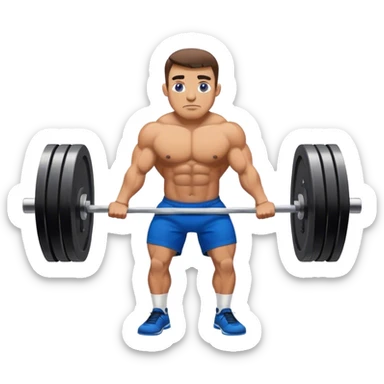 buff man with blue shorts perfoming deadlift sticker
