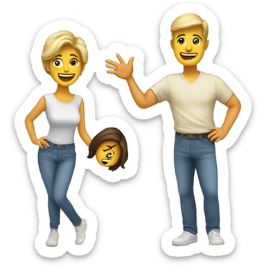 playful couple in parody pose sticker
