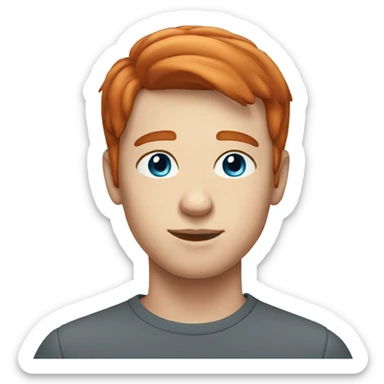 young guy with blue eyes and short Redhead straight hair sticker