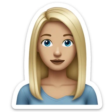 Dirty blonde girl blue eyes straight hair sticker