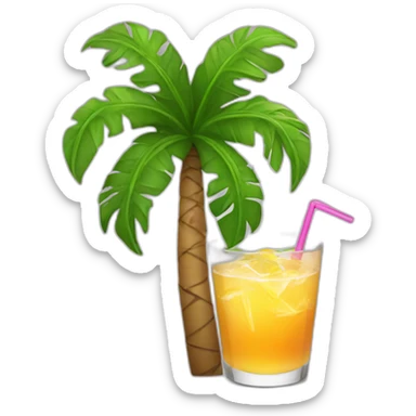 palm with sunglasses and a drink sticker