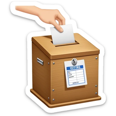 ballot box with voting slip being inserted sticker