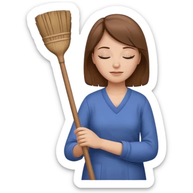 Sleeping Mom holding broom sticker