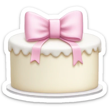white cake with soft pink bow sticker