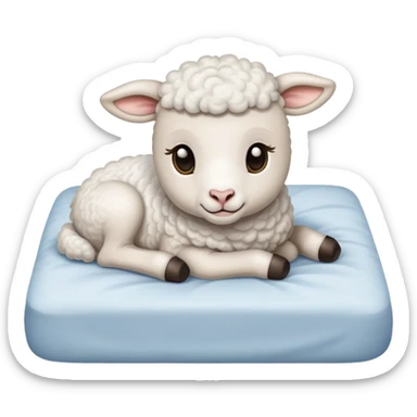 Little lamb lying on bed  sticker