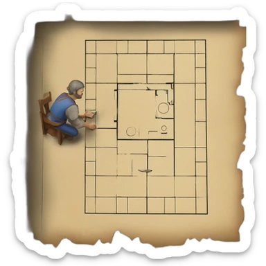 medieval architect drawing on a floor plan sticker
