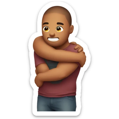 Chunky cute emoji giving hug sticker