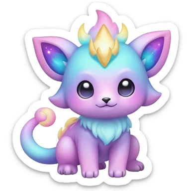 Cute adorable kawaii colorful pastel nebula fantasy animal hybrid Fakemon full body sticker