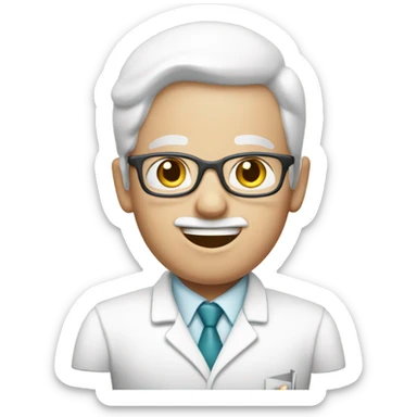 White face pharmacist holding cake sticker