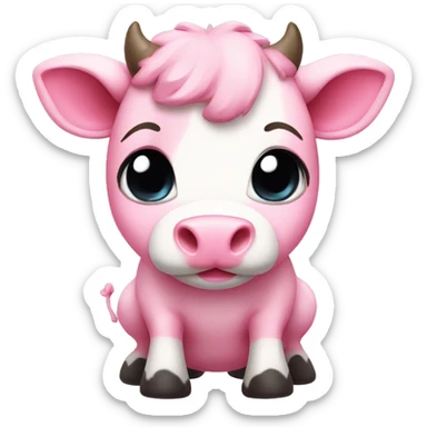 pink cute cow chibi  sticker