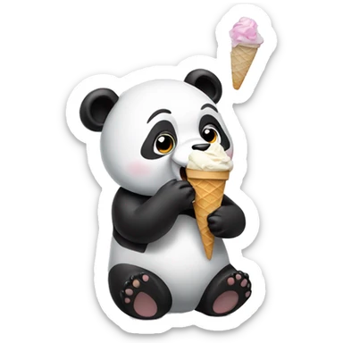Panda eating ice cream sticker