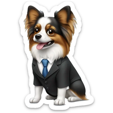 Papillon dog in a business suit sticker