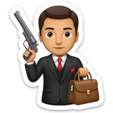 A rich mafia holding a gun on his hand and a bag of money sticker