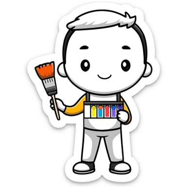 artist with palette and paintbrushes sticker