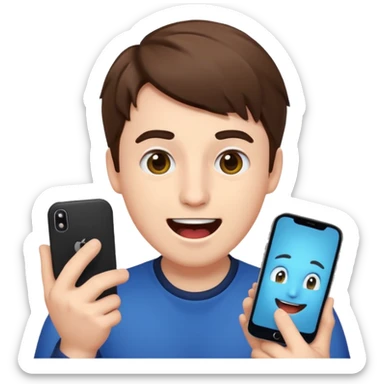 MrBeast emoji-style face with a phone, excited expression sticker
