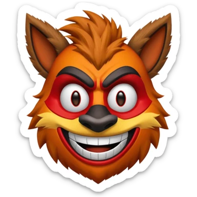 smiling Crash Bandicoot with Uka Uka mask sticker