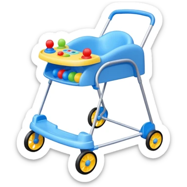 blue baby walker with toys on it sticker