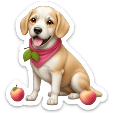 chien rose avec une pomme  sticker