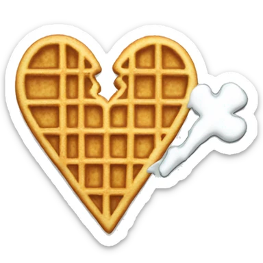 broken heart shaped like a waffle sticker