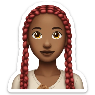 Brown skin girl with red and black box braids  sticker