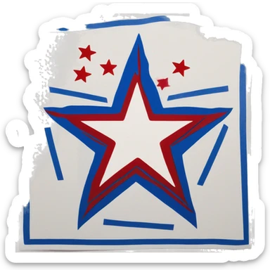 a red star is on a blue strip of paper with a white background and a blue strip with a red star, Almada Negreiros, regionalism, zabrocki, a silk screen sticker