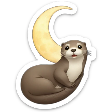 otter hugging the moon sticker