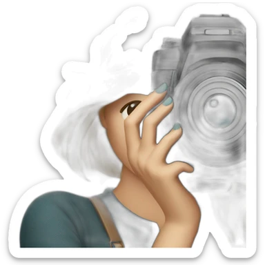 woman photographer camera covering face sticker