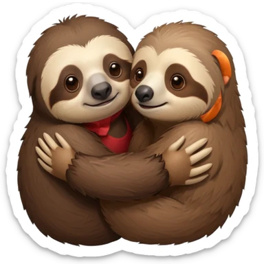 a sloth and a bear hugging sticker