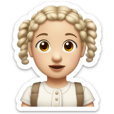 White little brown-eyed baby with two dark pigtails, plump lips sticker