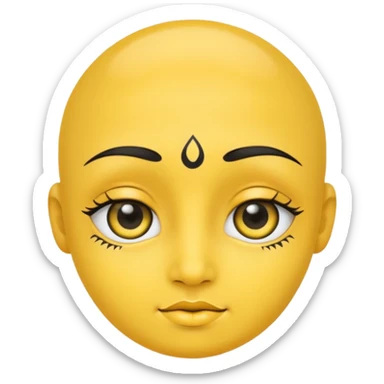 Yellow face with cute eyes and black bindi sticker