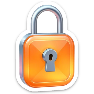 Holographic and glassmorphic light orange lock sticker