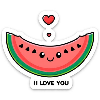 Watermelon shaped like little hearts and saying I love you  sticker
