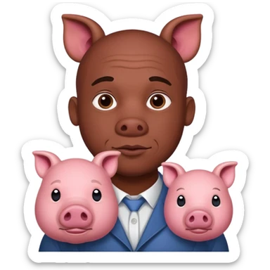A pig in human shape riding a black man in pig shape sticker