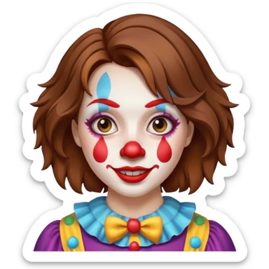 brown-haired girl in selfie as a clown sticker
