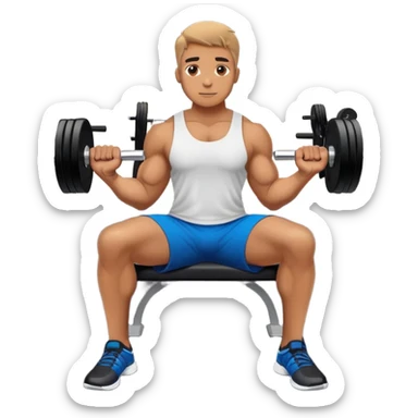 The man who chill on the bench in gym with dumbbells in the hands  sticker