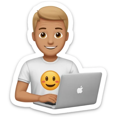 happy man on laptop sticker