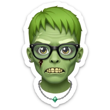 Zombie verde con lentes negros y cadena de diamantes  sticker